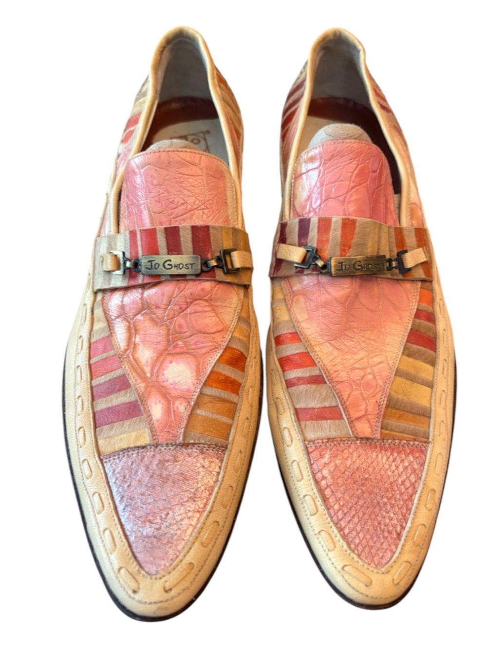 Jo Ghost Vintage Leather Multi-Textured Loafers Vero Cuoio Size 45/US 11.5/12